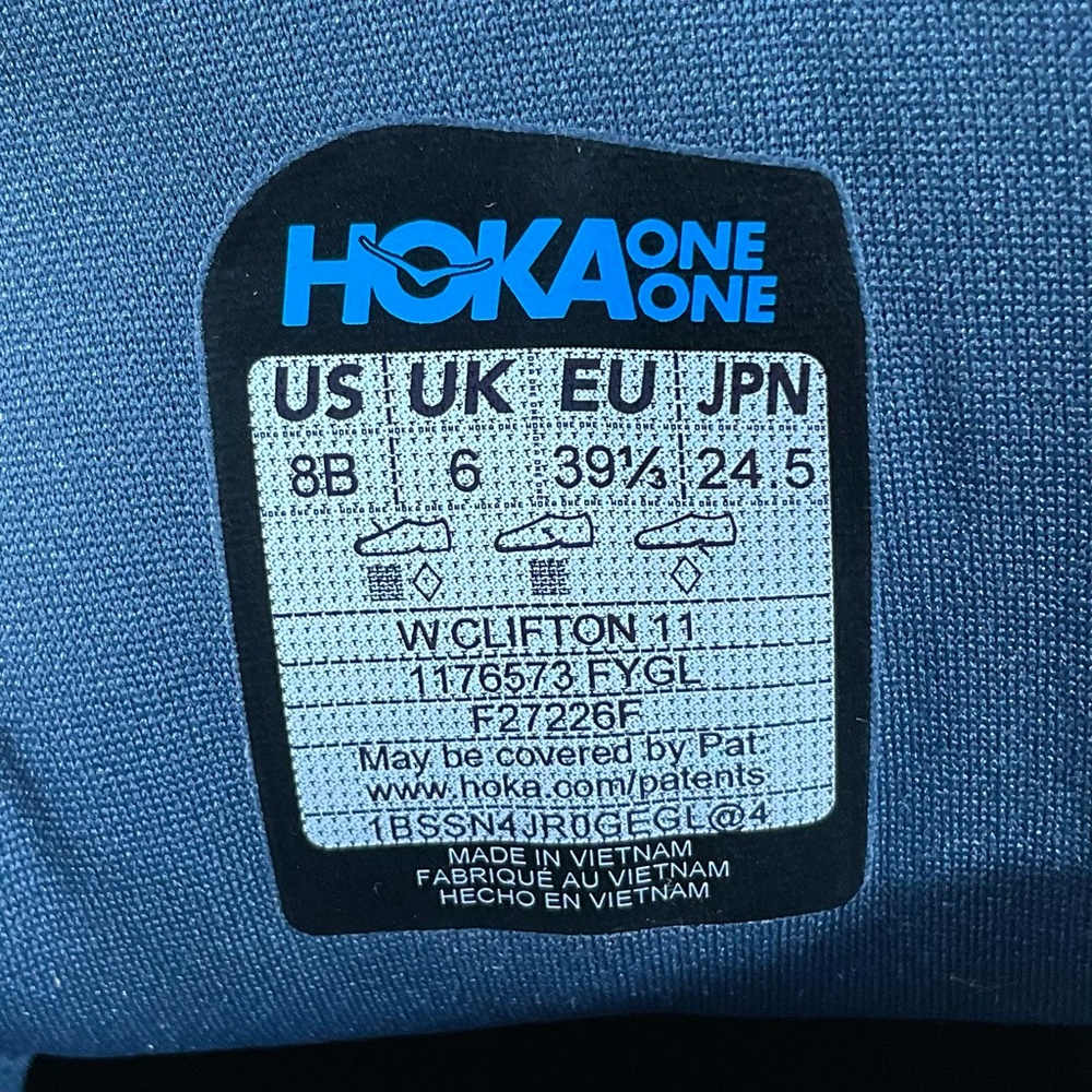 Hoka One Clifton 11 Running Shoes Women’s 8 B Grey White 1176573 FYGL - Picture 9 of 9